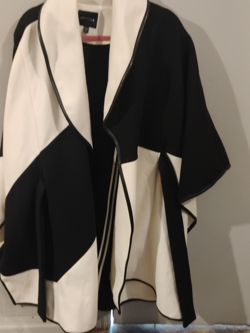 Express Black & White Colorblock Open-Front Cape